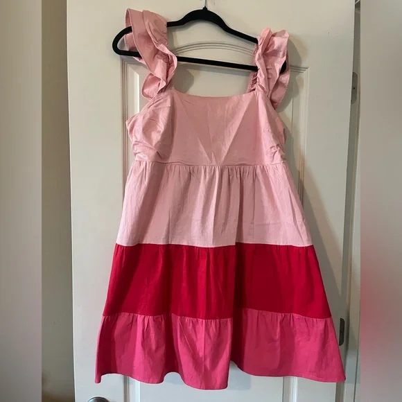 Lauren Conrad Vibrant Summer Dress, Pink Shades. Cotton & spandex blend SZ L - Picture 6 of 16